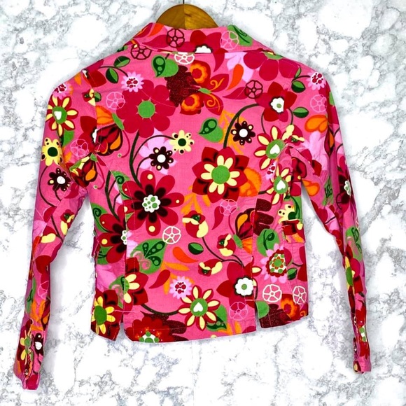 Children’s Place Girls Pink Floral Y2K Button Up Jacket Size L 10/12 - Picture 2 of 8